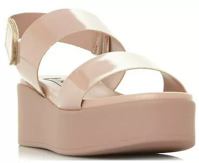 STEVE MADDEN Robo Platform Wedge Sandals Womens Size 9.5 Nude Faux Leather NEW • $9.99