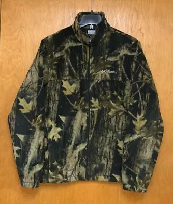 Columbia Camo Full Zip Fleece Jacket Mens Medium Camouflage Mossy Oak *FLAWS • $25