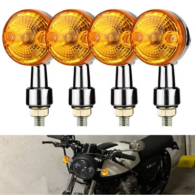 4X Motorcycle Turn Signals Blinker Light Chrome Amber For Yamaha Kawasaki Suzuki • $14.98