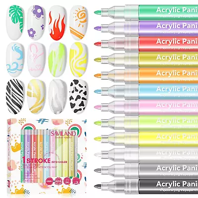 12 Colors Nail Art Pens Set - 3D Nail Polish Pens Graffiti Nail Dotting Tools Ac • $23.10