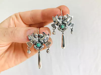 $66.99 • Buy Taxco Filigree Earrings. Sterling Silver & Turquoise. Mexico. Frida Kahlo