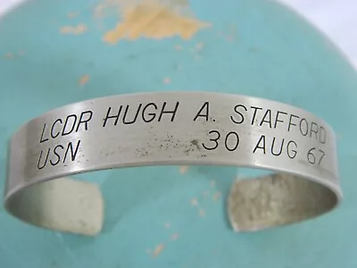 USN LCDR Hugh A. Stafford POW MIA Nickle Silver Bracelet VIVA 1970's Vietnam War • $89.98