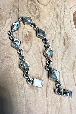 Vintage Bracelet 925  Chain Abalone Link Sterling Silver 925 Mexico • $42.50