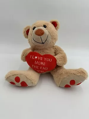 Teddy Bear Gift I Love You More The End I Win Heart 10  Tan Plush Soft Cute • $20