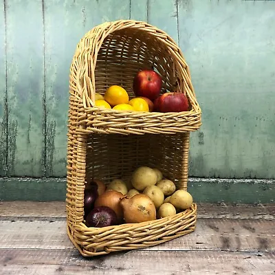 Wicker Willow Vegetable & Fruit Storage Basket Rack Kitchen Utility • £29.99