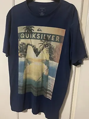 Vintage Mens Quicksilver Surfing Graphic Print T-Shirt Size XLarge Navy • £9.99