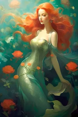 Home Art Wall Decor Fantasy Mermaid Oil Painting Printed On Canvas Picture Gifts • $19.50