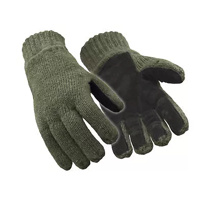 RefrigiWear Fleece Lined Insulated Ragg Wool Gloves With Leather Palm • $18.51