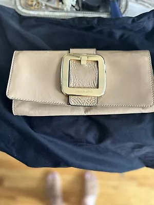 Michael Kors Beige Patent Leather Clutch With Gold Tone Buckle • $25