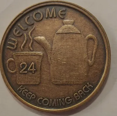 Welcome Keep Coming Back Coffee Pot Medallion Coin AA NA Recovery Chip Bronze • $4.99