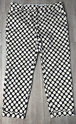 J. Crew Cafe Capri Women’s Navy & Cream Polka Dot Pants W/ Cuff Size 8 Stretch • $18