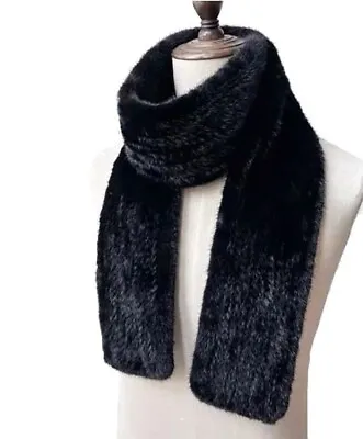 Men's Brand New Black Mink Fur Scarf Knitted CLEARANCE SALE • $170