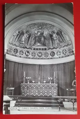 Unposted Vintage B&W RP Postcard  - Interior St Curigs Church Capel Curig #j • £1.50