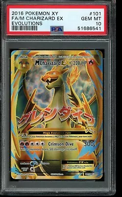 PSA 10 GEM MINT Pokemon M Charizard EX Evolutions Full Art #101 2016 • $152.38