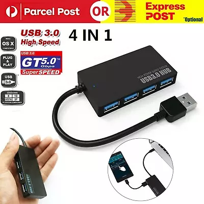 $6.49 • Buy 4 Port USB HUB 3.0 Slim Compact Expansion Multi Splitter Adapter For Laptop Mac