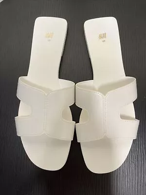 H&M - White Vinyl Slides Shoes Sandals - Size 38 - VGC • $20