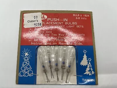 Vtg Christmas Tree Lights Midget Push-In Bulbs 6-8 V Replacement Crystal NOS • $19.99