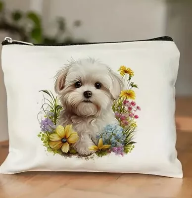 Large Maltese Dog Print Makeup Bag Or Pencil Case. Durable  Zipper Pouch! • $17.50