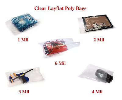 6-10  Flat Clear Poly Bags MULTIPLE SIZES Plastic Bag Choose MIL • $187.29