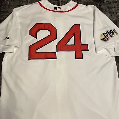 Manny Ramirez Boston Red Sox Majestic White Jersey 2007 World Series Patch Sz 54 • $135