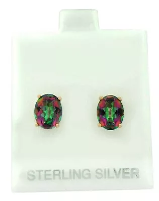 MYSTIC TOPAZ  5.76 Cts STUD EARRINGS .925 STERLING SILVER (rose) - New With Tag • $0.99