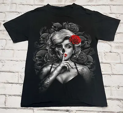 Marilyn Monroe Shirt Men's Black Skeleton Skull Undead Y2k Grunge Punk • $13.15