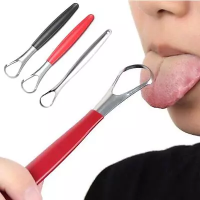 Tongue Scraper Cleaner StainlessSteel Bad Breath For Dental Oral-Care Tool ~ • $2.70