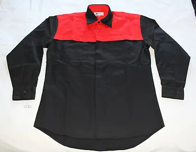 Mens Black Red Car Service Mechanic Long Sleeve 100% Cotton Work Shirt Size S • $29.95