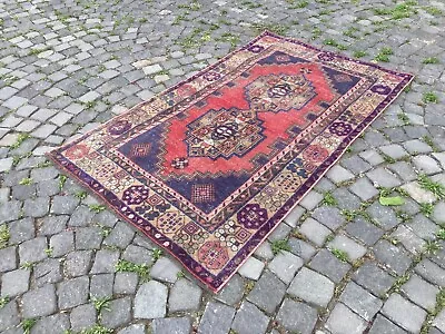 Turkish Rug Vintage Rug Handmade Rug Area Rug Wool Carpet | 33 X 57 Ft  • $379