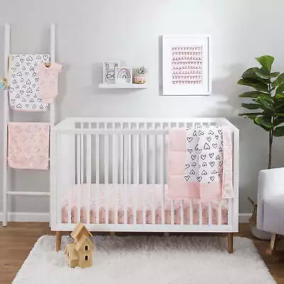 Pure Organic Cotton Crib Bedding Set 3 Pc Pink-Modern Blush • $33.23