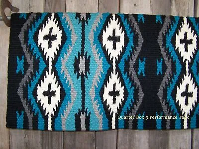 Las Cruces Show Blanket - 36x34 (Black/Charcoal/Turquoise/Cream) By Mayatex • $89.50