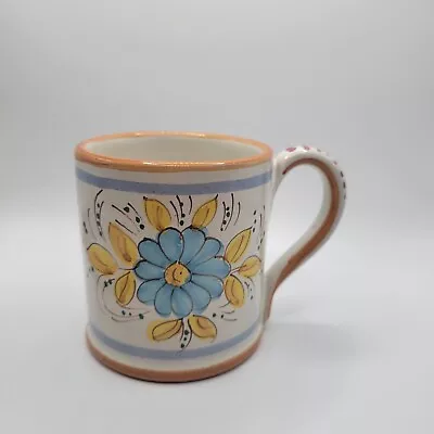 Deruta Italy Made Coffee Tea  Floral Mug Hand Painted Red Yellow BlueColors • $19