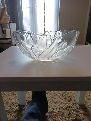 Original Walther Glas Tulip Bowl Part Frosted Glass 26cms × 13.5cms Made In W.ge • £15