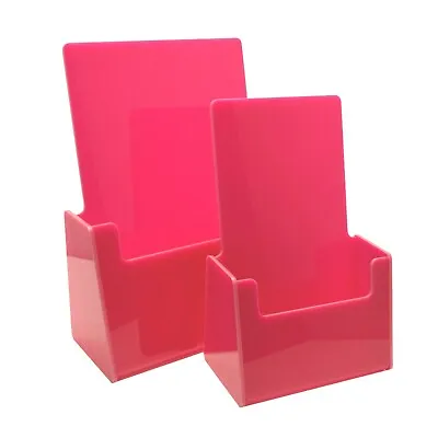 Pink Leaflet Holder Counter Dispenser Business Card Holders DL / A5 Flyer Menu   • £14.96