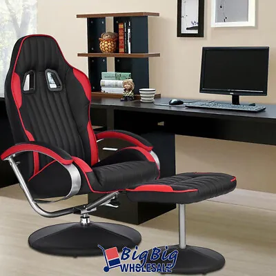 $154.99 • Buy Red Ottoman Gaming Chair Ergonomic Swivel Computer Office High Back Foot Stool