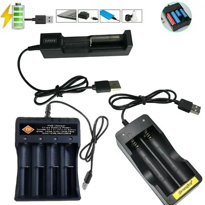 USB Battery Charger 18650 Li-ion 1/2/4/ Slot For 3.7V 16340 / 14500 / 18350 • £4.25