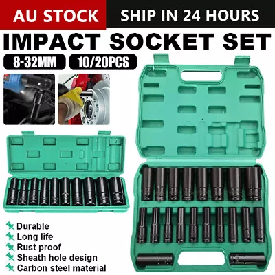 10/20X 8-32mm 1/2 Inch Impact Socket Set Metric Imperial Drive Air Garage Deep • $15.70