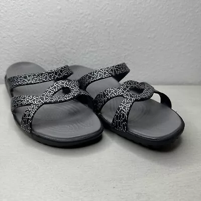 Mickey Mouse Strappy Crocs Meleen Twist Disney Sandals Black & Silver Size 9 • $42.99