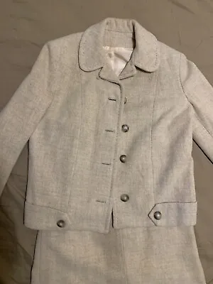 Vintage Handmade Wool Skirt Jacket Suit Set Size 4 Petite Beige 60's 70's  • $6