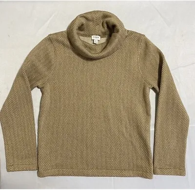 J. Crew Herringbone Cowl Neck Tan Sweater Size Medium • $13