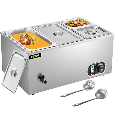 VEVOR Commercial Food Warmer Stainless Steel Bain Marie 2x1/3GN & 2x1/6GN Pan • $170.99