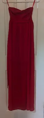 YA LOS ANGELES Red Strapless Dress Gown Small - Empire Waist Silk Blend - Lined • $11