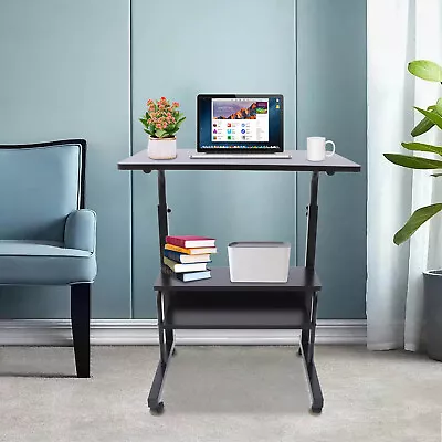 Portable Mobile Laptop Table Liftable Computer/Office/Student Desk & Wheels US🔥 • $38.54