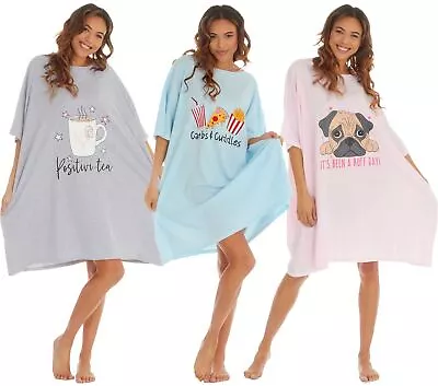 Oversized Sleep T-Shirt Ladies Boyfriend Fit Baggy Nightie Lounge Dress Pockets • £13.99