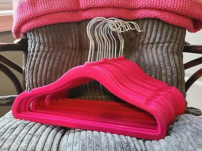 17 Non-Slip Hot Pink Velvet Baby Hangers / Kids Size Hangers • $9.99
