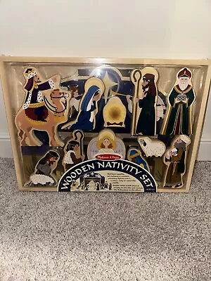 Melissa Doug Wooden Nativity Set 11 Figures 4 Piece Stable Baby Jesus NEW • $34.99