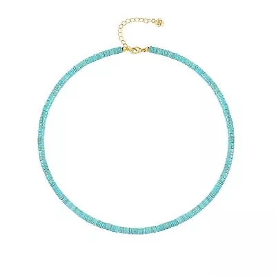 Turquoise Choker Necklace Gold Hematite Beaded Tiny Dainty Minimalist Jewelry • $14.18