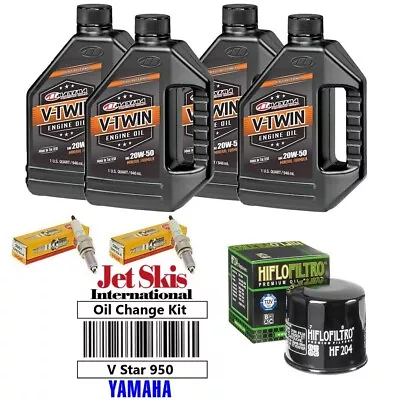 Yamaha V Star 950 Oil Change Tune Up Kit 20W50 4 Quarts Spark Plugs Oil Filter • $64.09