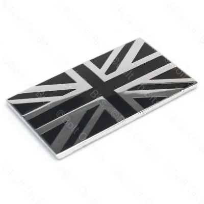 Union Jack Black & Silver Badge Metal Self Adhesive Racing/GB/Classic/British • £8.99