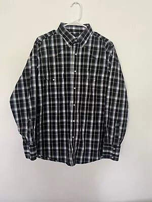 Wrangler Men's Shirt Plaid Long Sleeve Snap Button 2 Pockets Large Size Preowned • $25